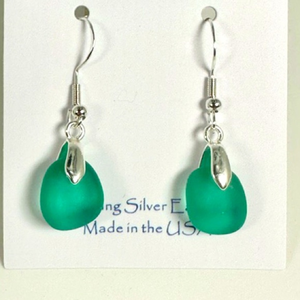 Freeform tumbled seaglass earrings